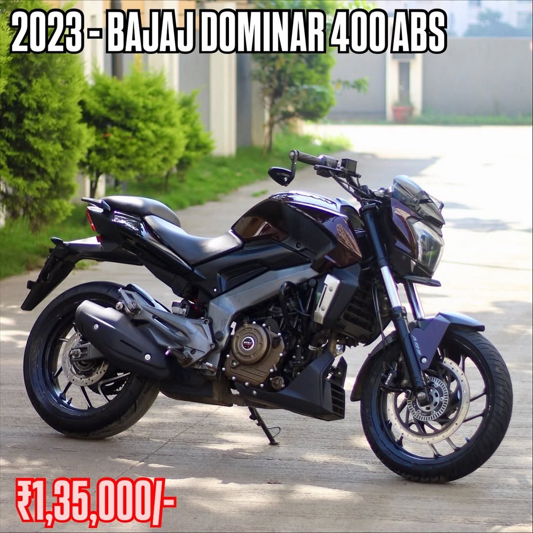 Photo by Autologymotors on November 10, 2025. May be an image of ‎scooter, motorcycle, wheel and ‎text that says '‎2023- 2023- BAJAJ DOMINAR 400 ABS שחשל NG 1 URAL ن 毛1，35, 毛1,35,000/- ,000/-‎'‎‎.