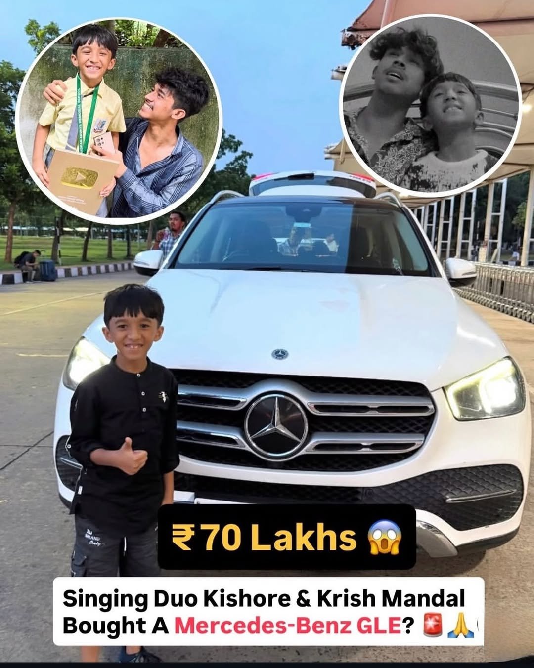 Photo by AUTOREVIEW on February 20, 2026. May be an image of one or more people, car and text that says '₹70 Lakhs Singing Duo Kishore & Krish Mandal Bought A Mercedes-Benz Benz GLE?'.