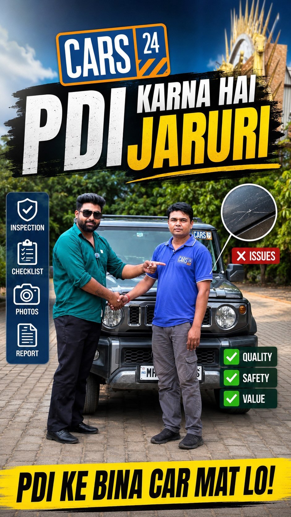 autoreview46 게시물 이미지: Cars24 PDI 
Pre delivery inspection 

👉Coupon...