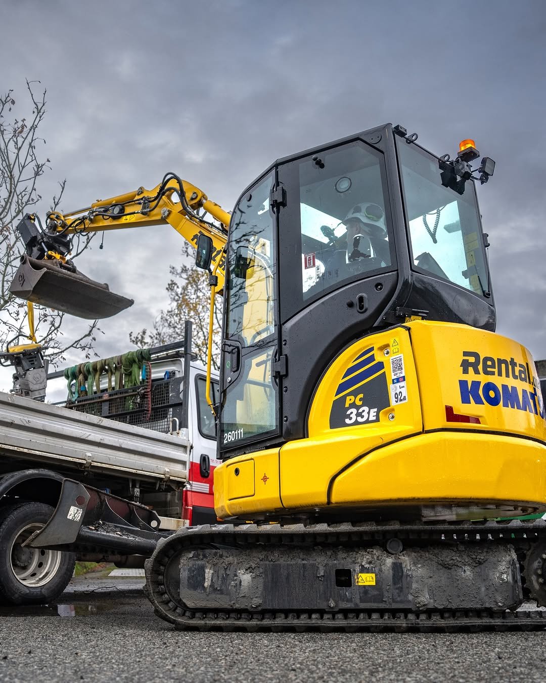 Photo shared by Awesome Earthmovers on February 18, 2026 tagging @komatsueurope, and @hesselberg_as. May be an image of forklift, crane and text.