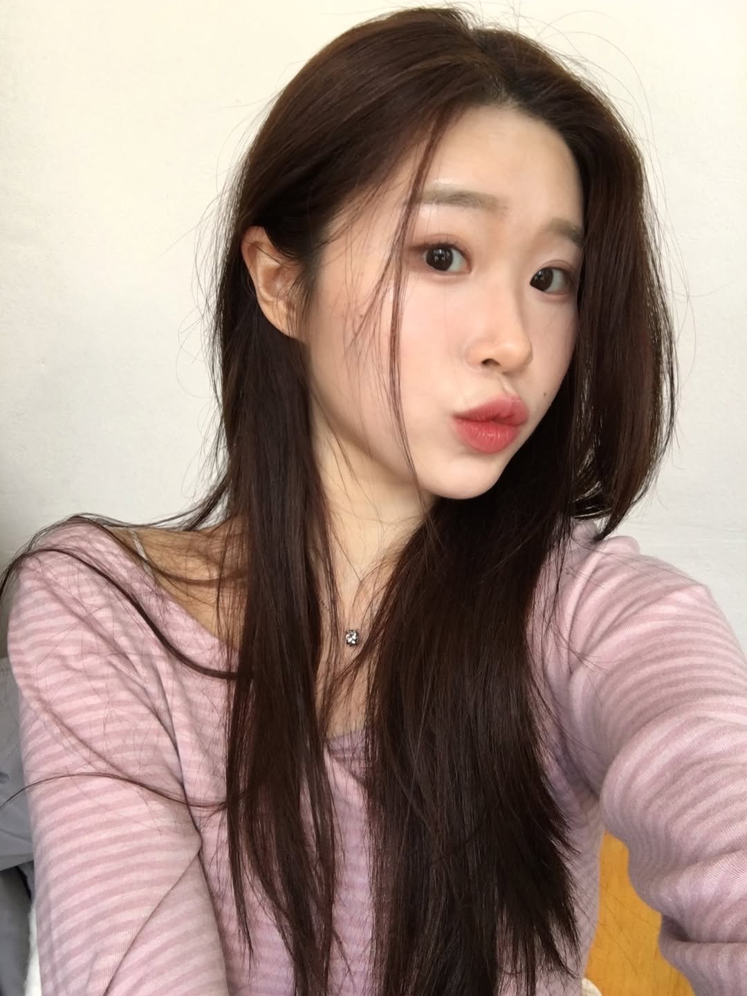 Photo by 영아 on December 13, 2025. May be a selfie of one or more people, hair, lipstick and text.