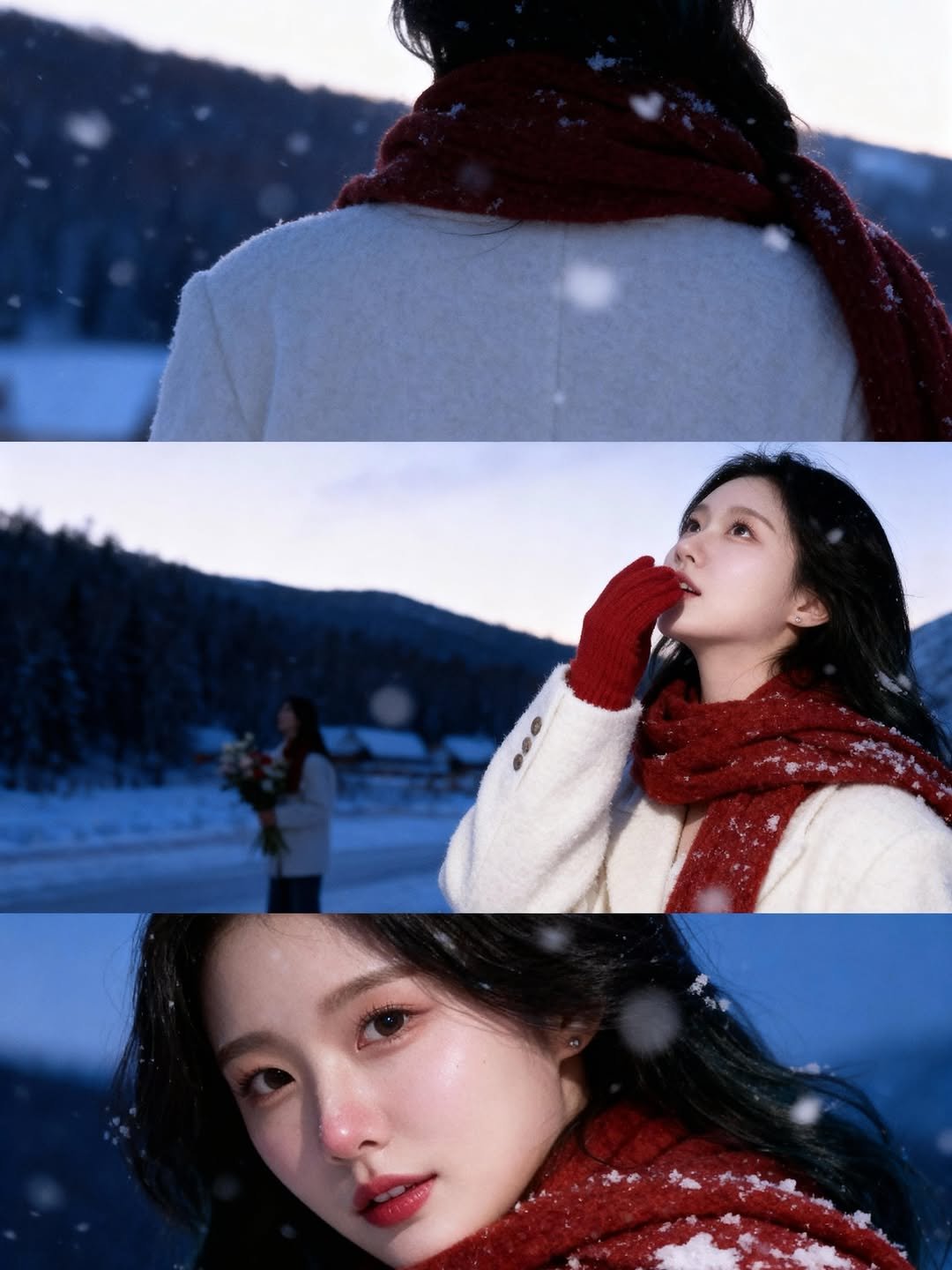 Photo by 고경 on October 30, 2025. May be an image of one or more people, hair, goosedown coat and text.