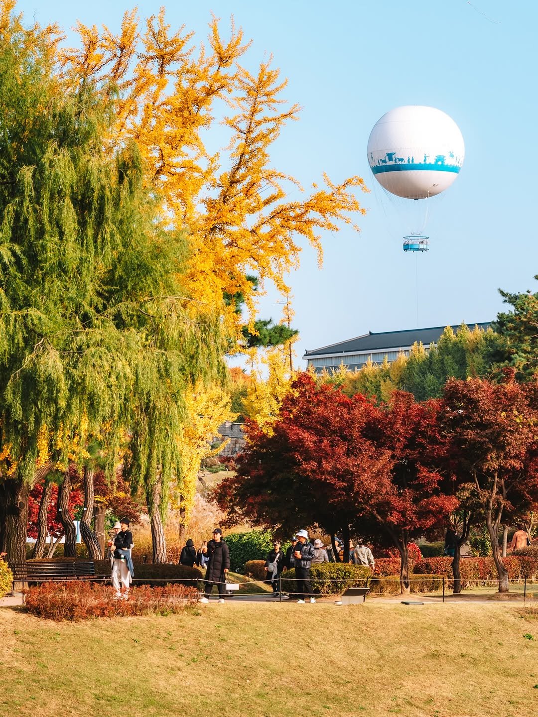Photo shared by 빈백 | CHANG SU, OH on November 05, 2025 tagging @trazy_korea, @sonykorea, @suwon_city, @sonyalpha, @gyeonggi_tour, @gyeonggi__official, and @southkorea.explores. May be an image of blimp, beach ball, lamppost, park and text.