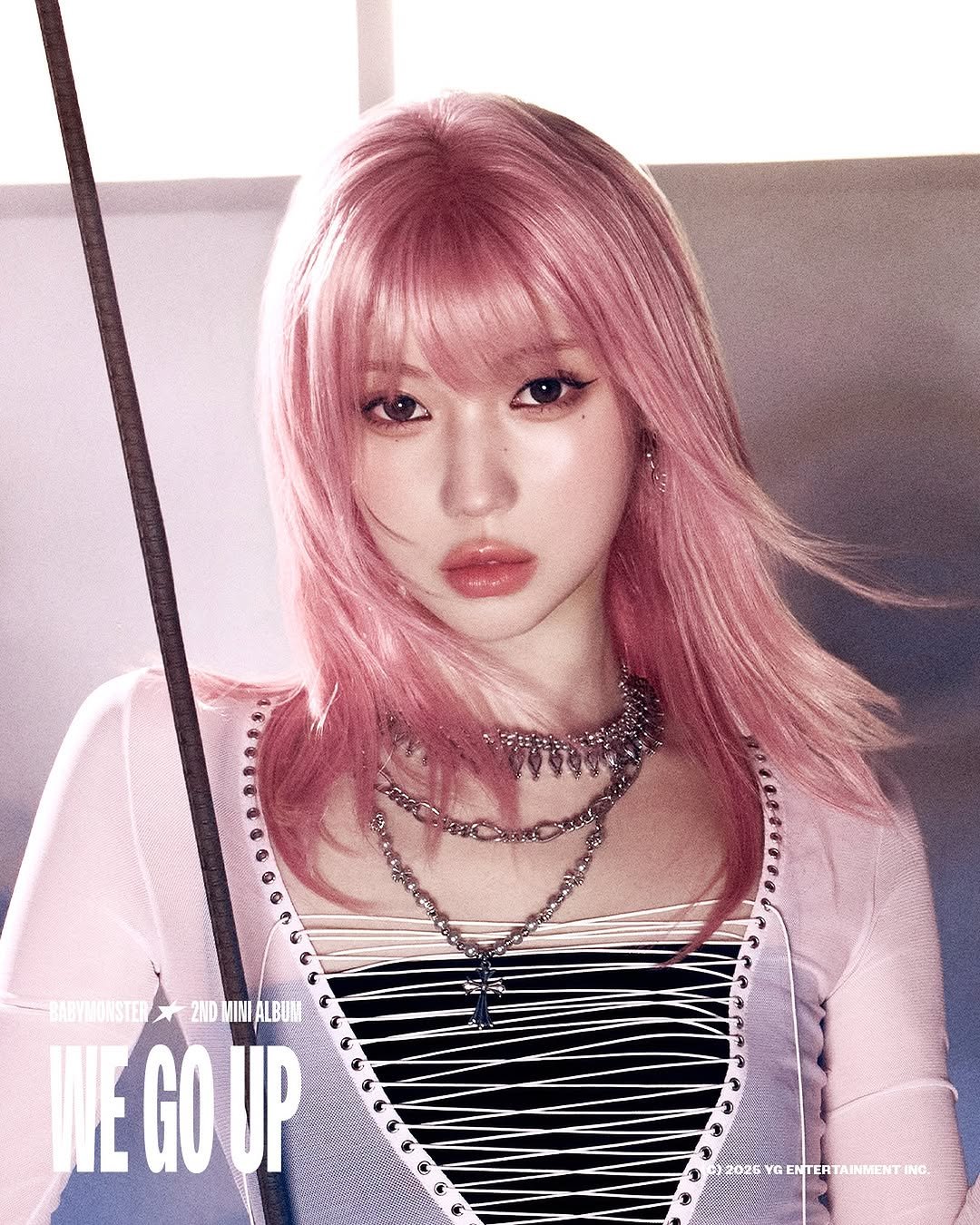Photo by BABYMONSTER (베이비몬스터) on September 24, 2025. May be an image of 1 person, bangs, poster and text.