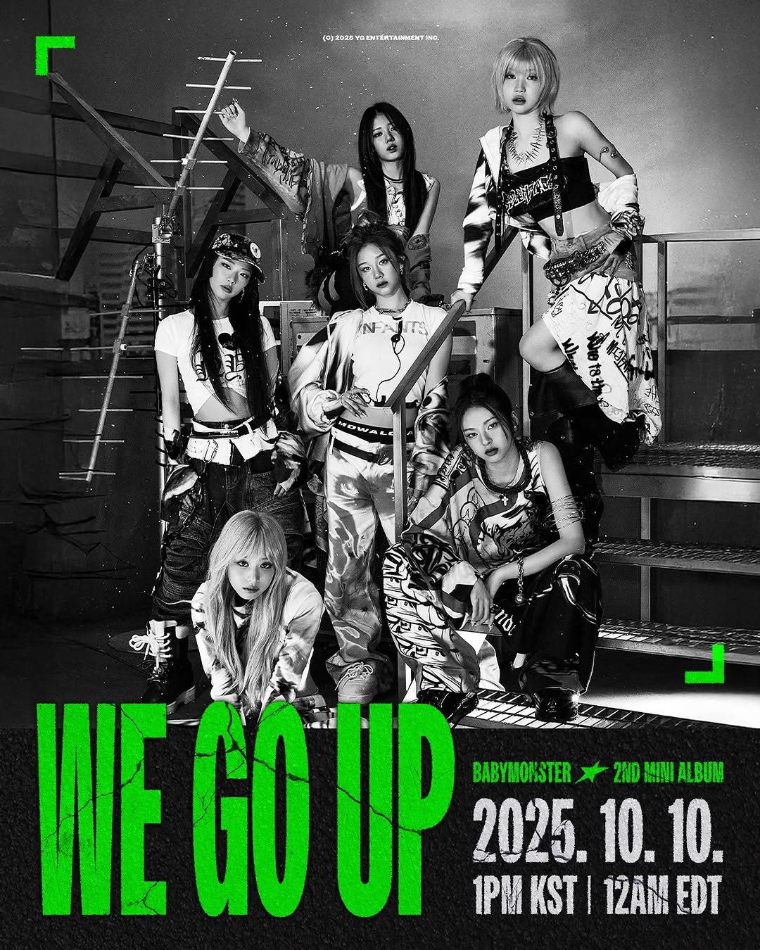 Photo by BABYMONSTER (베이비몬스터) on September 30, 2025. May be an image of 4 people, bangs, poster and text.