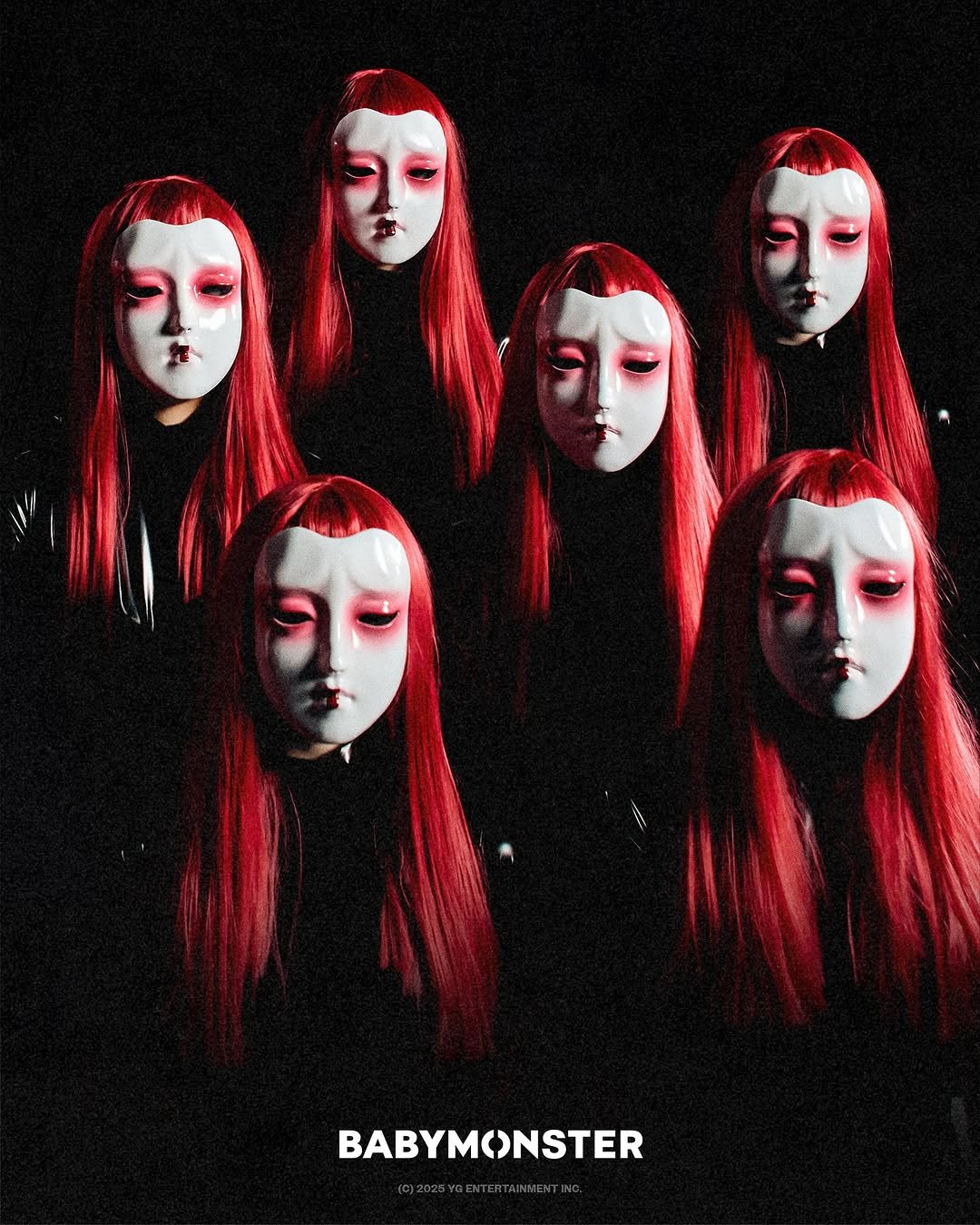 Photo by BABYMONSTER (베이비몬스터) on November 04, 2025. May be pop art of one or more people, makeup, poster and text that says 'BABYMONSTER'.