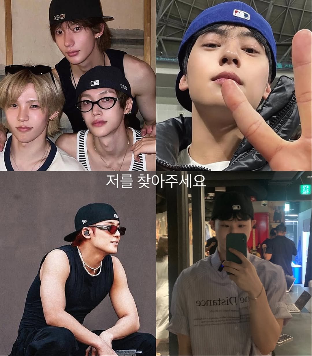 Photo shared by 백승범 | 백간 on July 26, 2025 tagging @backbombb, @min9yu_k, @eunwo.o_c, and @riize_official. May be an image of one or more people, bangs, hat, top and text that says 'F BBCY CANON eet 저를 찾아주세요'.