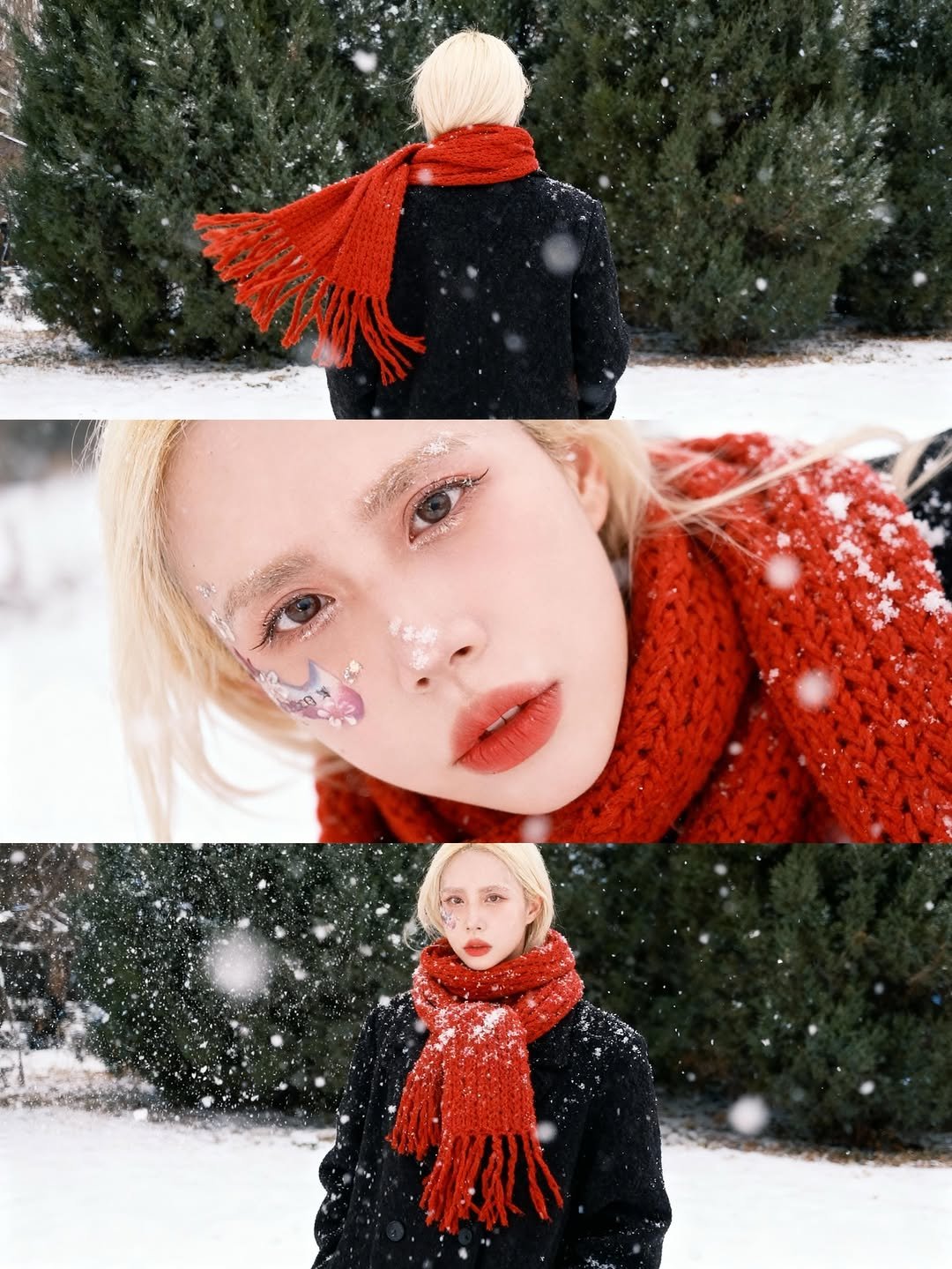 Photo by 아이러브 바다 / 15년차 모델 on November 01, 2025. May be an image of one or more people, makeup, hair, duffle coat, goosedown coat, outdoors and text.