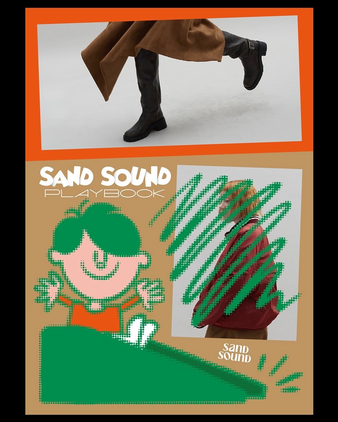Photo by Minkee Bae on April 02, 2025. May be a doodle of 1 person, portable cassette player, poster and text that says 'SANDSOUND SAND SOUND PLAYBOOK SanD SOUnD stul Stuur!'.