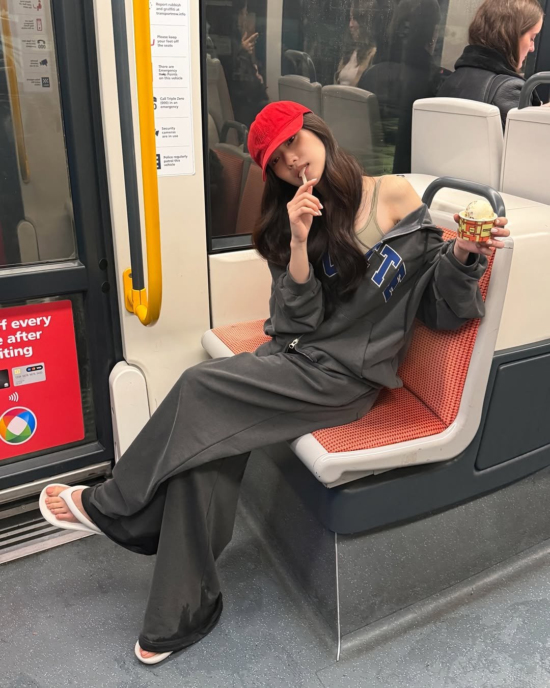 Photo by 🪞윤경 | 패션모델 on January 24, 2026. May be an image of one or more people, train and text.