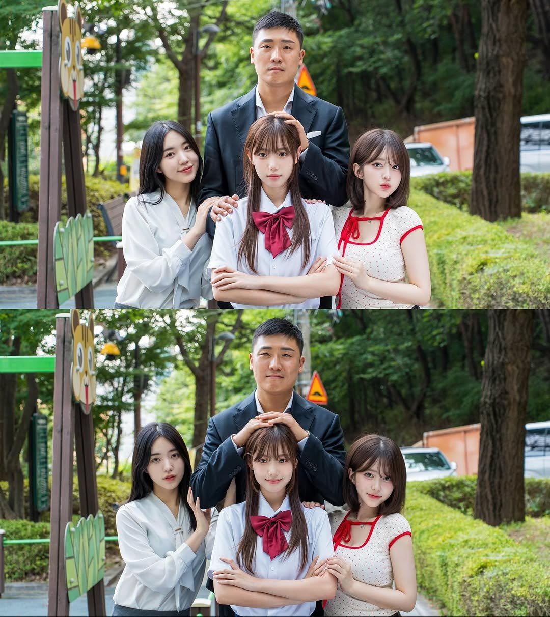 Photo by 빵귤(민지) on August 26, 2025. May be an image of 7 people, hair, outdoors and text.