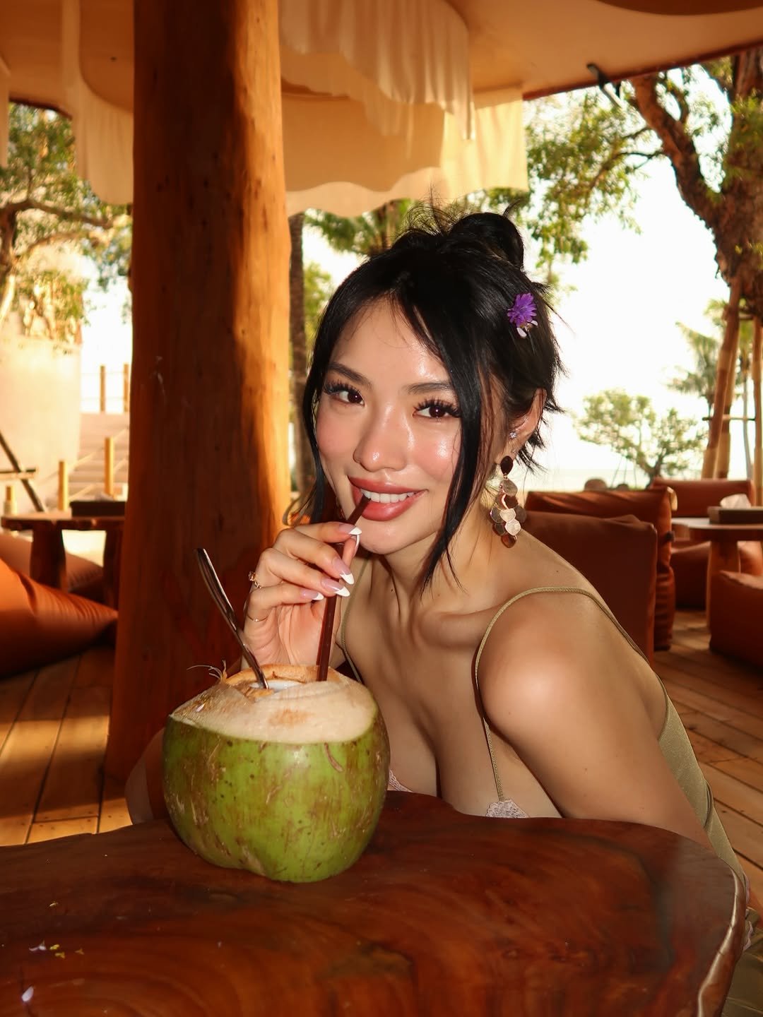 Photo by Amberly Yang on March 31, 2026. May be an image of drink, coconut and text.