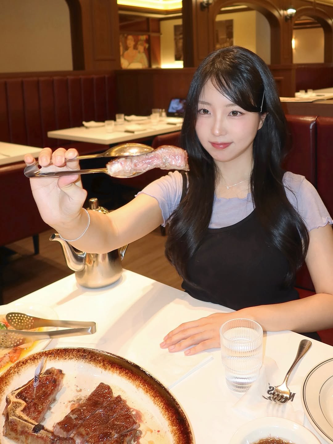 Photo by 뿅글이 on June 06, 2025. May be an image of steak, escargot, fork and text.