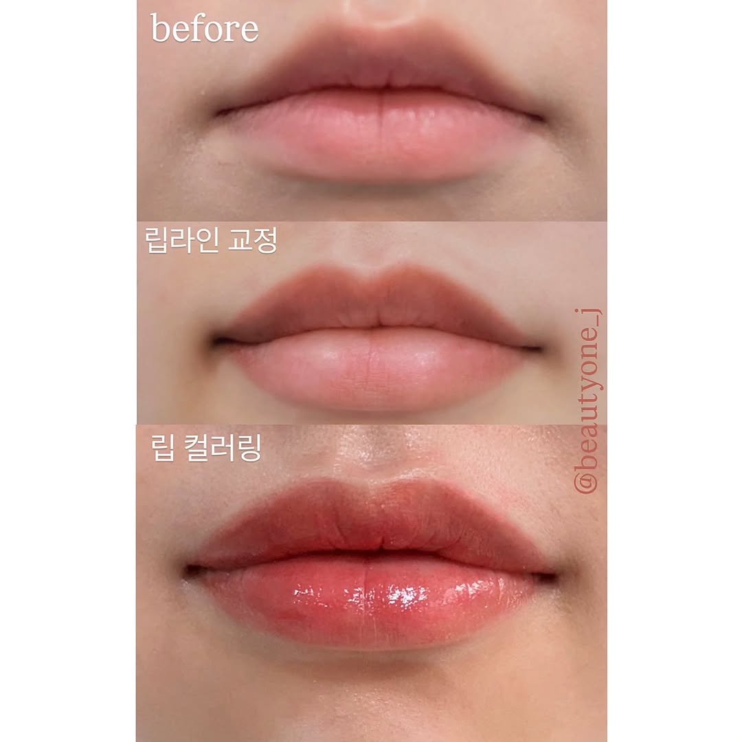 Photo by アートメイク 韓國 눈썹문신 강남 남자눈썹문신 입술문신 남자입술문신 반영구수강 반영구학원 뷰티원 in Seoul, Korea. May be an image of one or more people, lipstick and text that says 'before 립라인 교정 립 컬러링 oi （'.