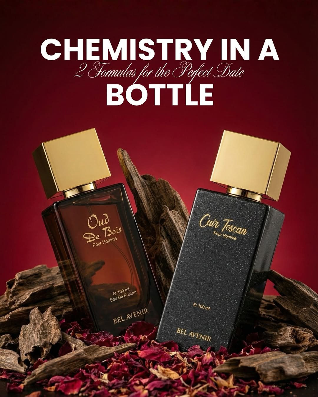 Photo by Bel Avenir - Perfumes on February 11, 2026. May be an image of fragrance, bottle, perfume and text that says 'CHEMISTRY IN A 2Torulas 2Twmules/urthePofurDile for he Peffect Date OиA Bois De Pour PourHomme Homme CuirToscan Pour Homme Cuir Toscan EauDePorum 100ml BELAVENIR ENIR BEL e 100ml BELAVENIR BEL AVENIR'.