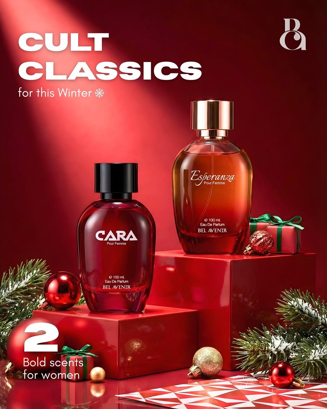 Photo by Bel Avenir - Perfumes on December 15, 2025. May be an image of ‎fragrance, perfume and ‎text that says '‎CULT CLASSICS for forthisWinter this Winter 8 Esberanza pur Femme emme CARA PcurFemme cnю 100 100ml Eau ย BELAVENIR DeParfum atun BEL AVENIR باهر_شتده auDeParfum fuam BELAVENIR 2 Bold scents for women‎'‎‎.