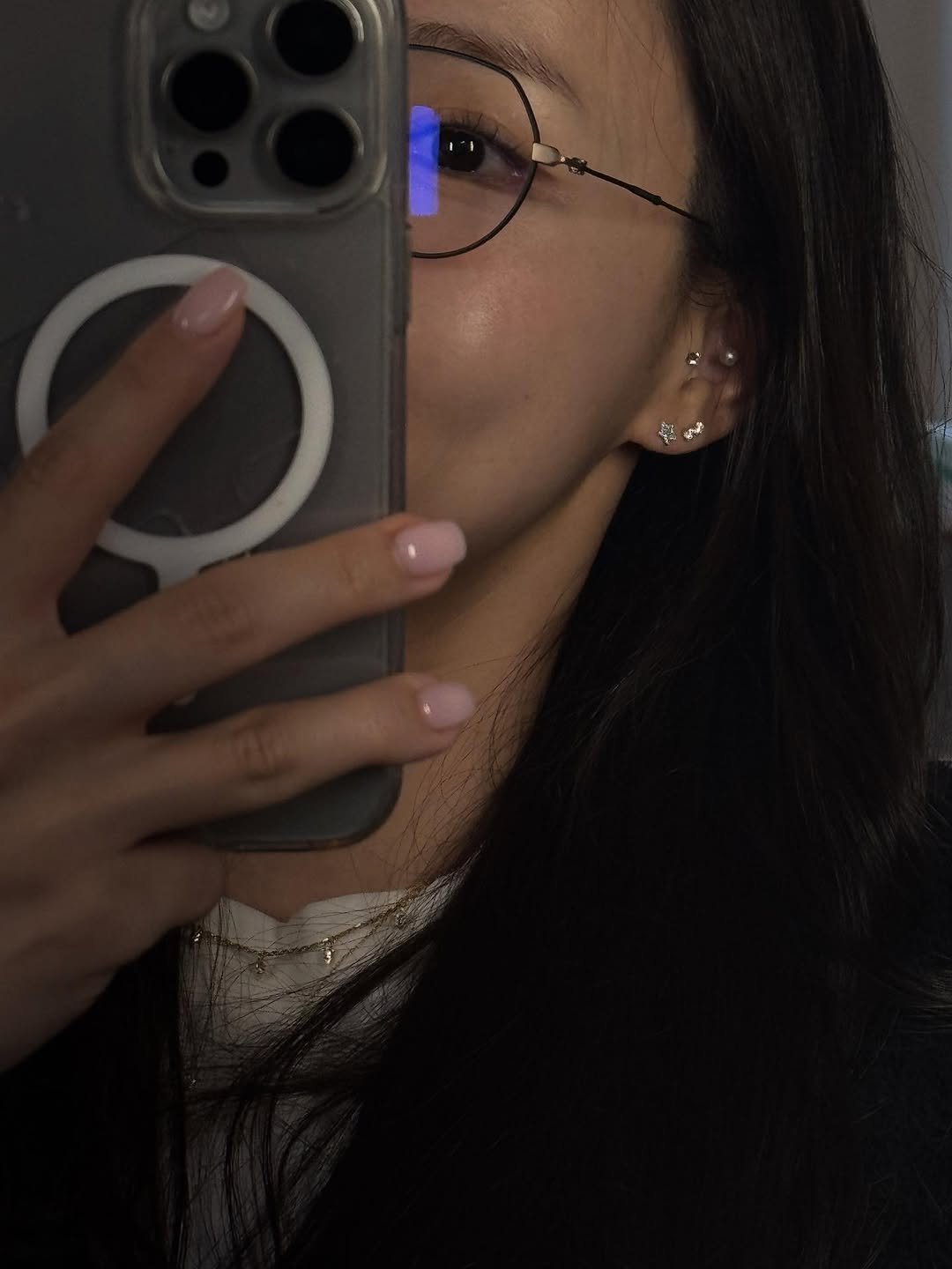 Photo by BELLELEAH on September 29, 2025. May be a selfie of 1 person, phone, eyeglasses, mirror and text.