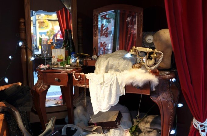 Photo by Below Grand Gallery on December 02, 2025. May be an image of candle holder, lighting, armoire, indoors and text.