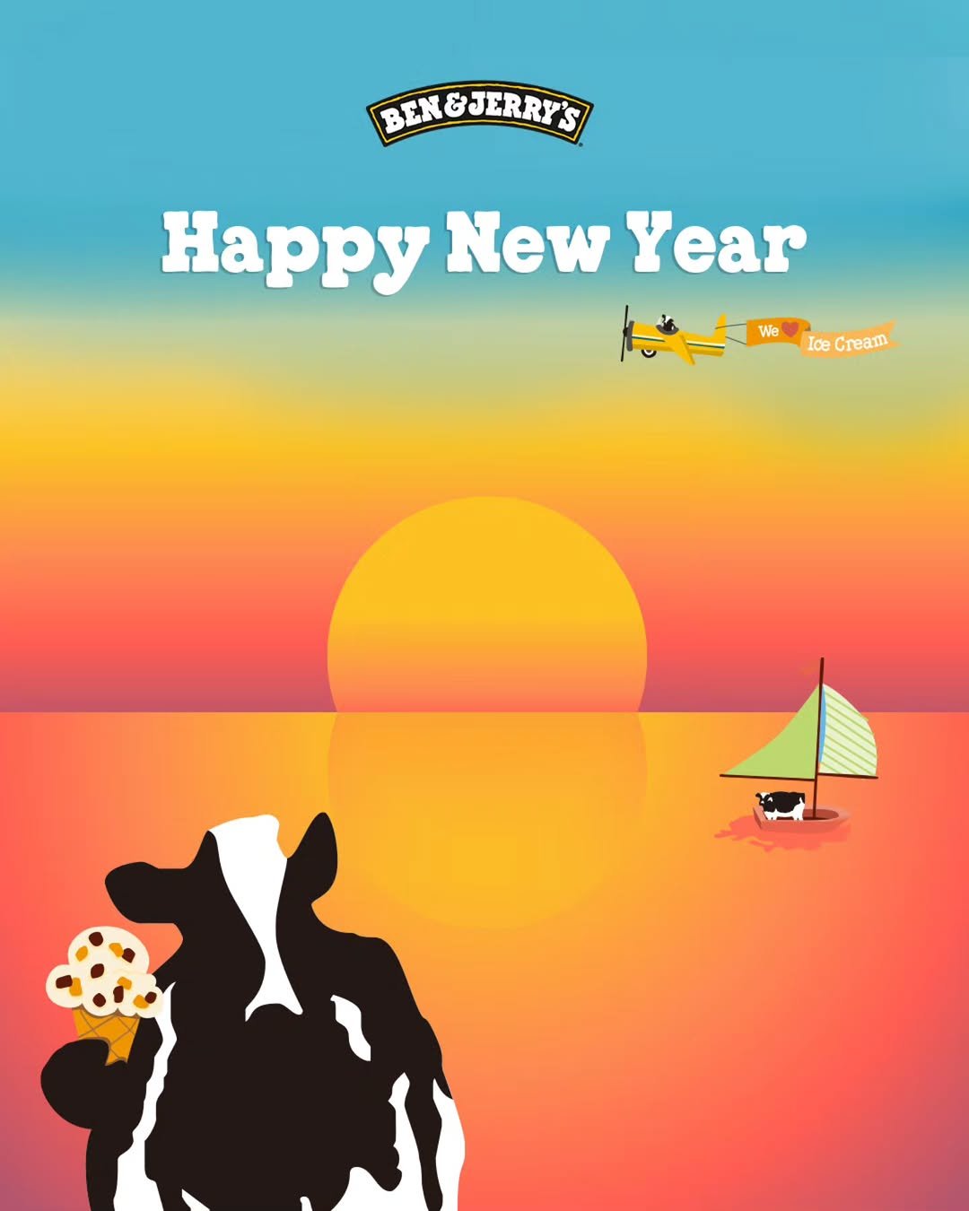 Photo by 벤앤제리스 Ben&Jerry’s Korea on December 31, 2025. May be a graphic of poster and text that says 'BEN&JERRY'S Happy New Year We We Ide Cream'.