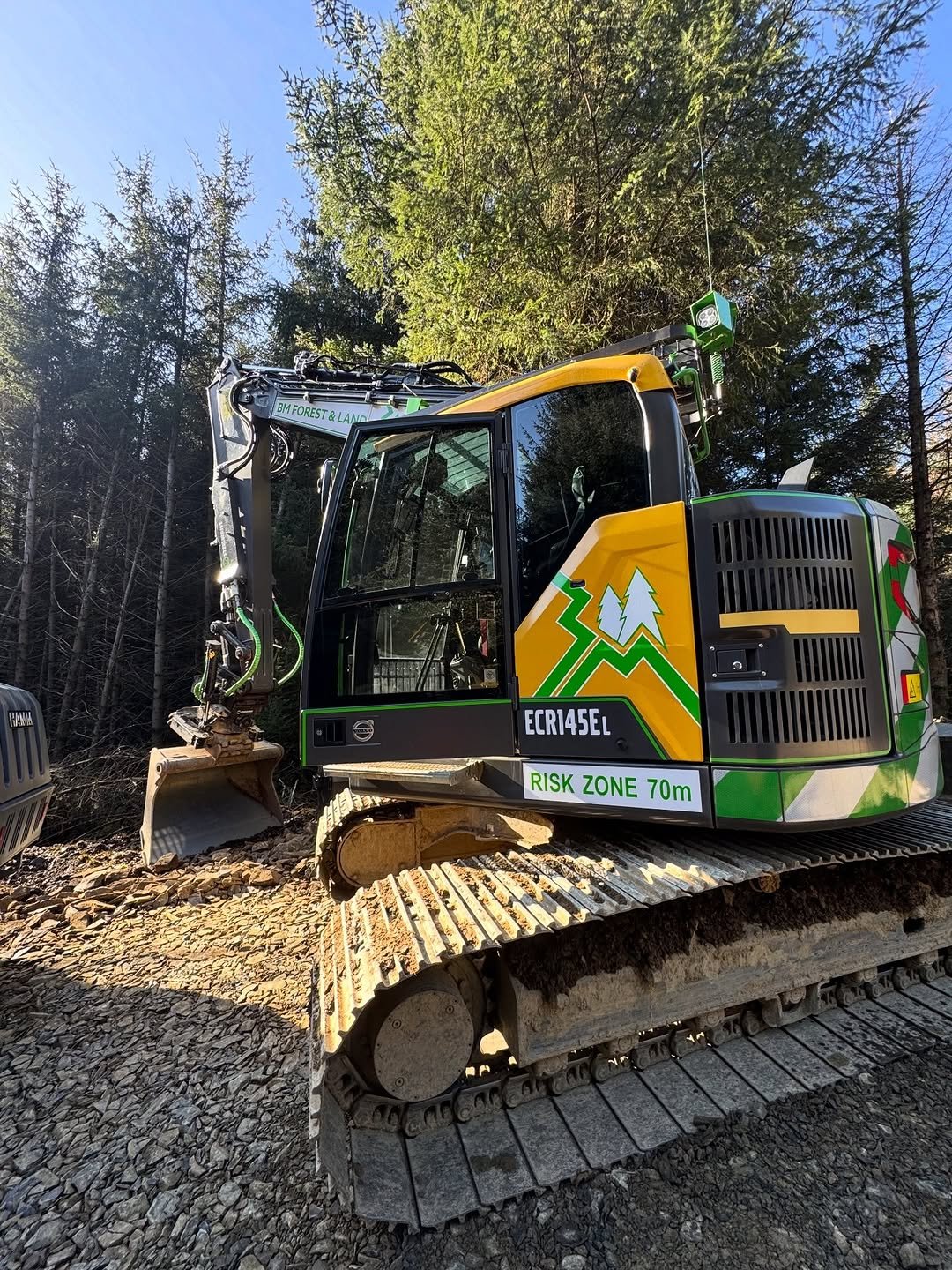 Photo shared by Ben Wade on March 13, 2026 tagging @bmforestandland, @volvoce, and @volvoce_emea. May be an image of scraper and text that says 'AYFORISTS LA AMROEST&LAPUR LAaini የገል - 給 ECR145EL RISK ZONE RISKZONE70m RISKZONE7 70m 無門'.