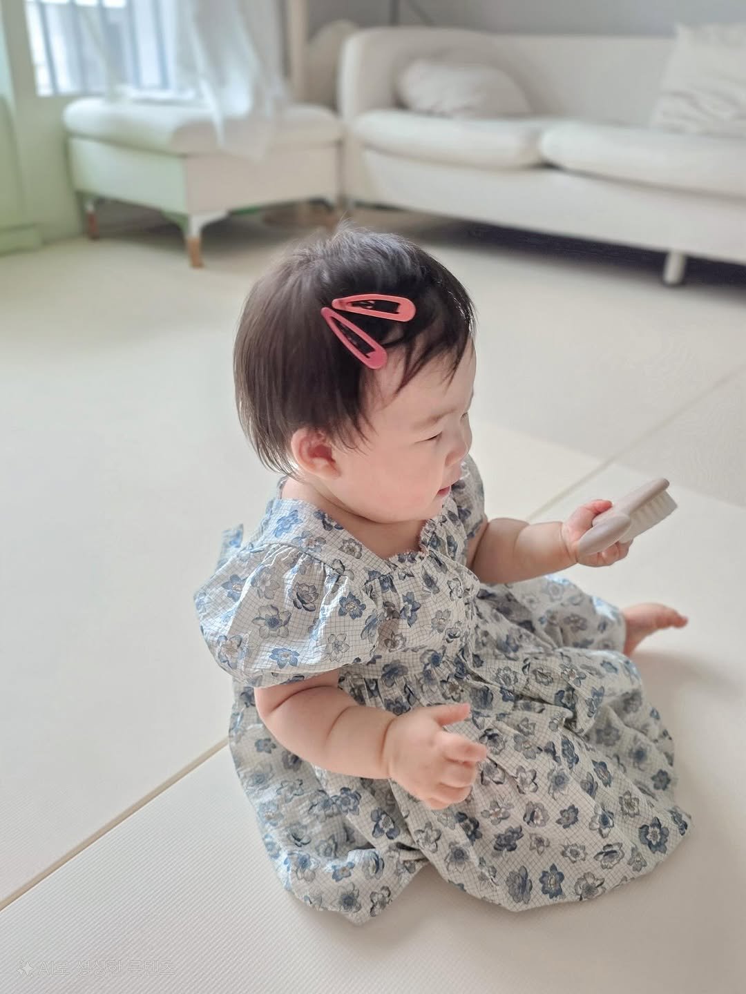 Photo by 김수현  딸기엄마🍓 on August 14, 2025. May be an image of 1 person, baby and text.