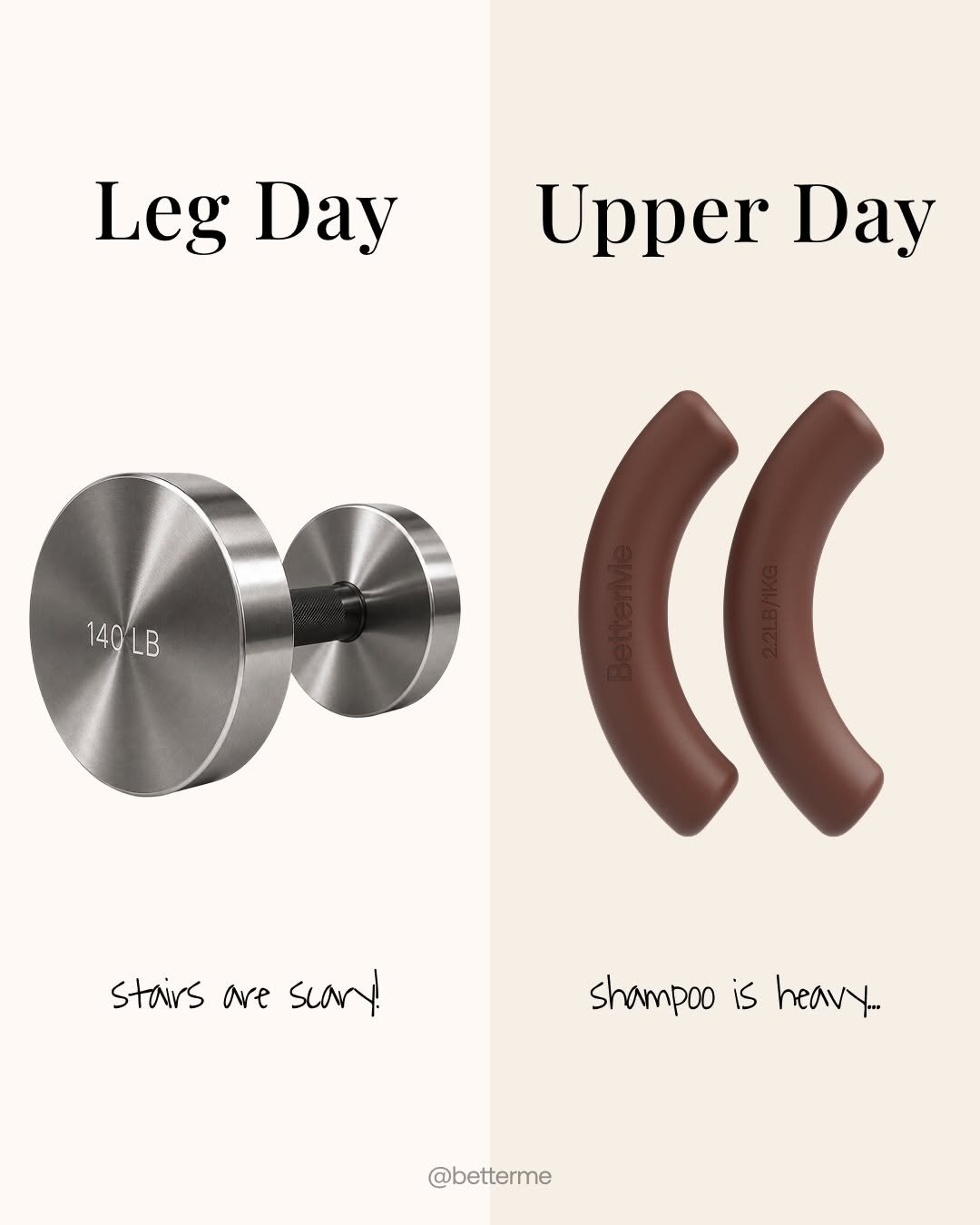 betterme 게시물 이미지: Leg day vs Upper day. True?😅

Choose your plan...