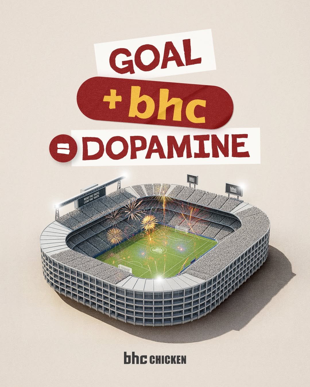 Photo by bhc치킨 공식 인스타그램 on October 10, 2025. May be a graphic of soccer, football, poster and text that says 'GOAL + bhc @DOPAMINE 潮 bhe bhc hCCHICKEN CHICKEN'.