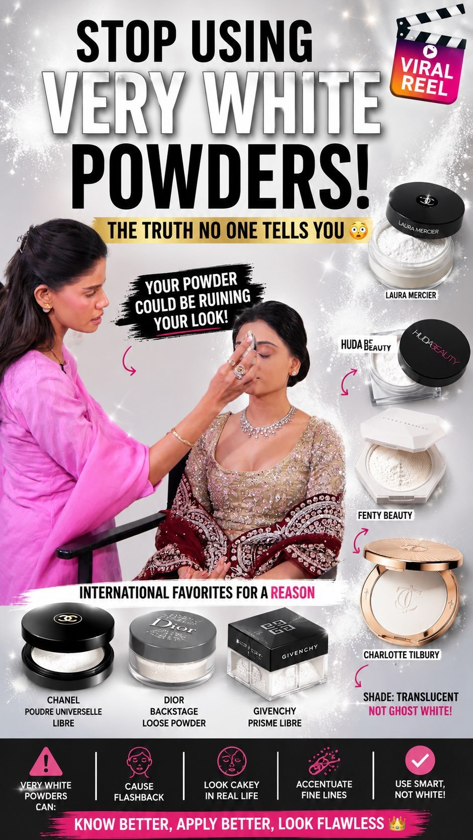 bhumikabahlofficial 게시물 이미지: 🚫 Stop baking with ghost-white powder!
The...