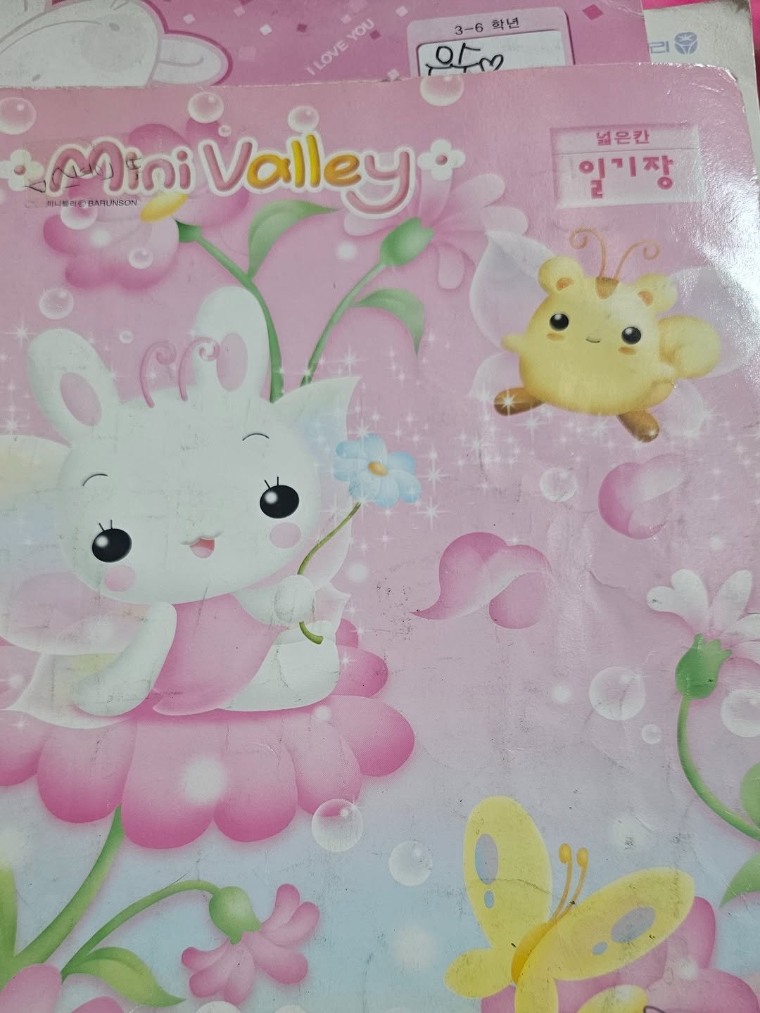 Photo by 은수좋은날 | EUNSOO on January 15, 2026. May be a cartoon of ‎toy, placemat, baby bed and ‎text that says '‎nΟΥ LOVE YOU 3-6 학년 חתם មសាាករី HL-ITBARUNSON 하니베리 BARUNSON MiniValley Valley 넓은칸 일기장 일기장‎'‎‎.