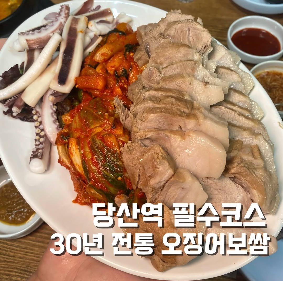 Photo by 강현준 | 맛케어 [서울맛집 l 경기맛집 l 의정부맛집] on November 27, 2025. May be an image of chicken and text that says '당산역 필수코스 30년 전통 오징어보쌈'.