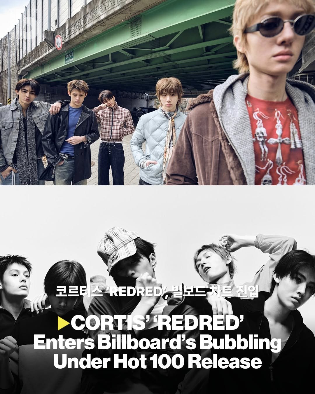 billboard_korea 게시물 이미지: 코르티스의 ‘REDRED’가 빌보드 ‘버블링 언더 핫 100’ 17위에 올랐습니다....