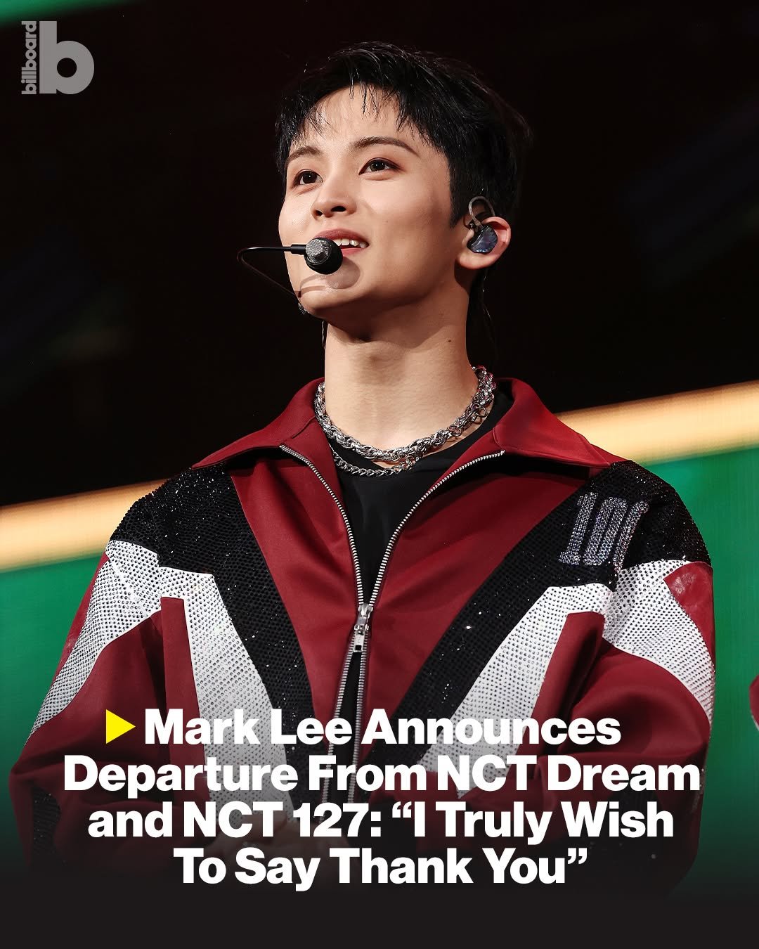 Photo shared by billboard on April 03, 2026 tagging @gettyimages, and @billboard_korea. May be an image of text that says 'Pibagiia Don b Mark Lee Ann Announces Departure From NCT Dream and NCT 127: "I Truly Wish To Say Thank You"'.
