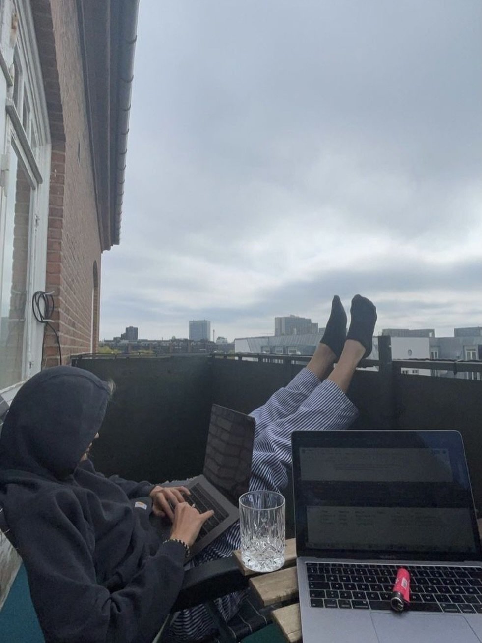 Photo by BZCF | 비즈까페 on February 06, 2026. May be an image of studying, fire escape, laptop, sweatpants and text.