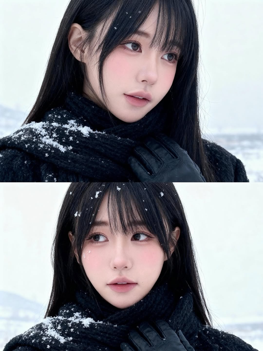 Photo by 하루S2 on October 31, 2025. May be a closeup of one or more people, hair, duffle coat, parka and text.