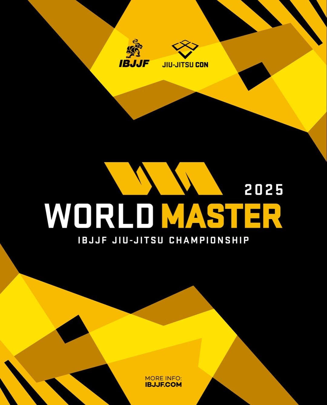 Photo by 주짓수매거진 on August 31, 2025. May be an illustration of poster and text that says 'IBJJF JIU-JITSU IBJJFJIU-JITSUCON CON V 2025 WORLD MASTER IBJJF JIU-JITSU CHAMPIONSHIP MOREINFO: MORE INFO: IBJJF.COM'.