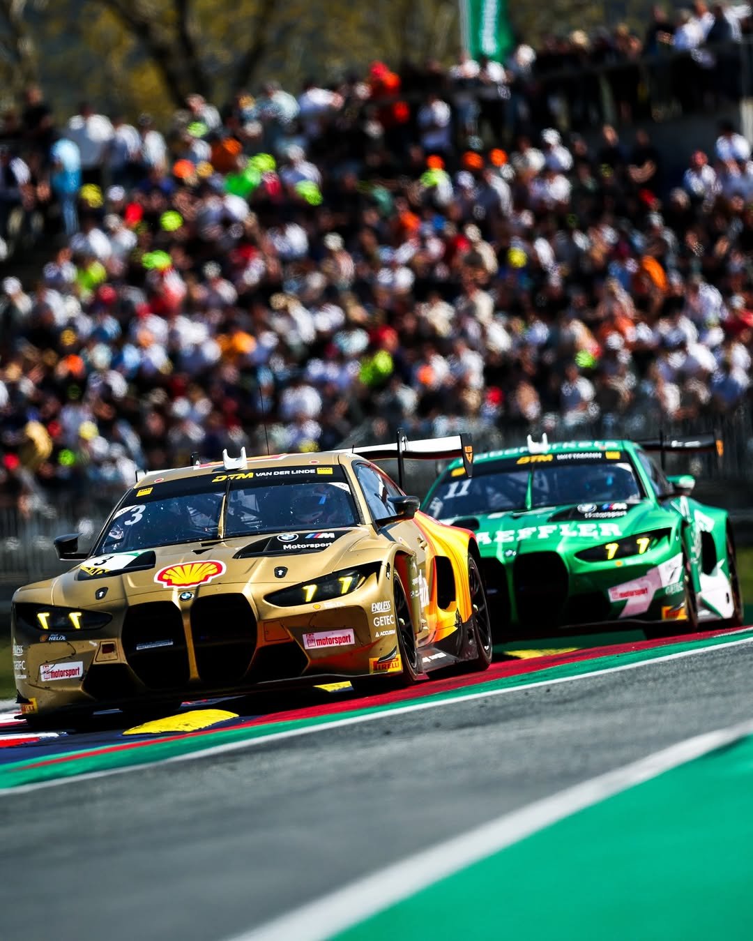Photo shared by BMW M Motorsport 🏆 on April 25, 2026 tagging @wittmannracing, @kelvinvanderlinde, @dtm.official, @schubert_motorsport, and @vdlbros. May be an image of racing vehicles, race car and text.