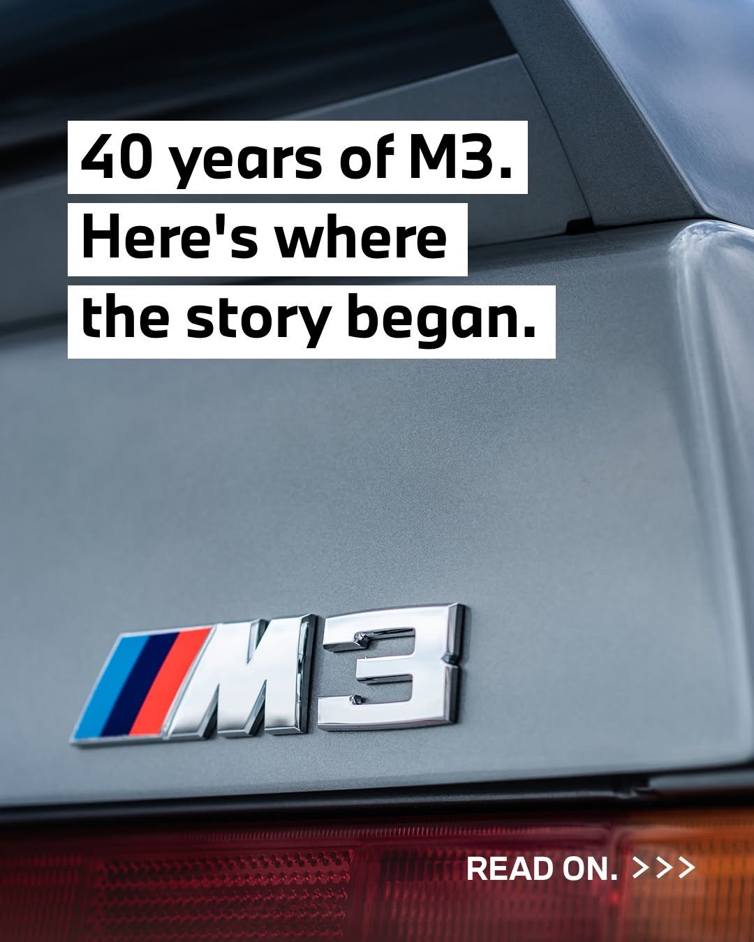 Photo by BMW USA on April 27, 2026. May be an image of sedan, magazine, wheel and text that says '40 years of M3. Here's where the story began. 1m3 READ ON. READON.>>> >>>'.