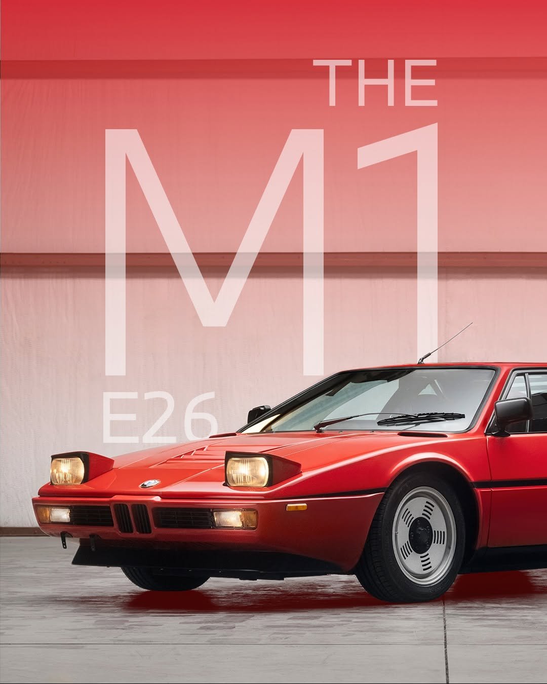 Photo by BMW USA on December 25, 2025. May be an image of racing vehicles, poster, race car and text that says 'THE M1 E26 E2625 TILUP'.