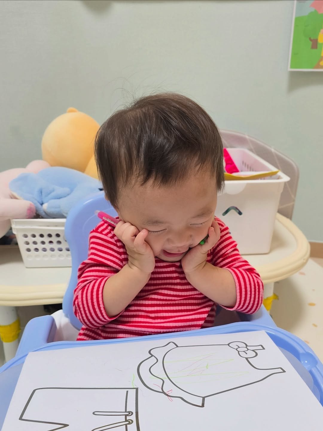 Photo by 석아영 on August 12, 2025. May be an image of 1 person, baby and text.