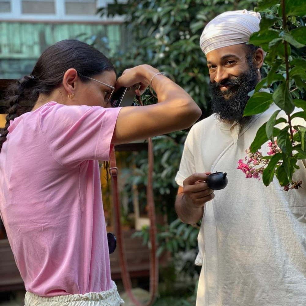 Photo shared by BOANBOOKS on September 03, 2025 tagging @johannatagada, @cafe_boan, and @teatea_chachacha. May be an image of one or more people, beard, people standing, headscarf, turban and camera.