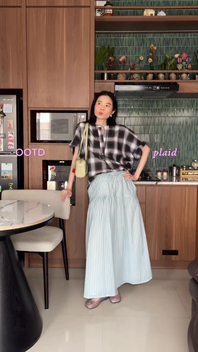 bobo_tokyo 게시물 이미지: cozy outfit for today ☁️ plaid + stripes +...