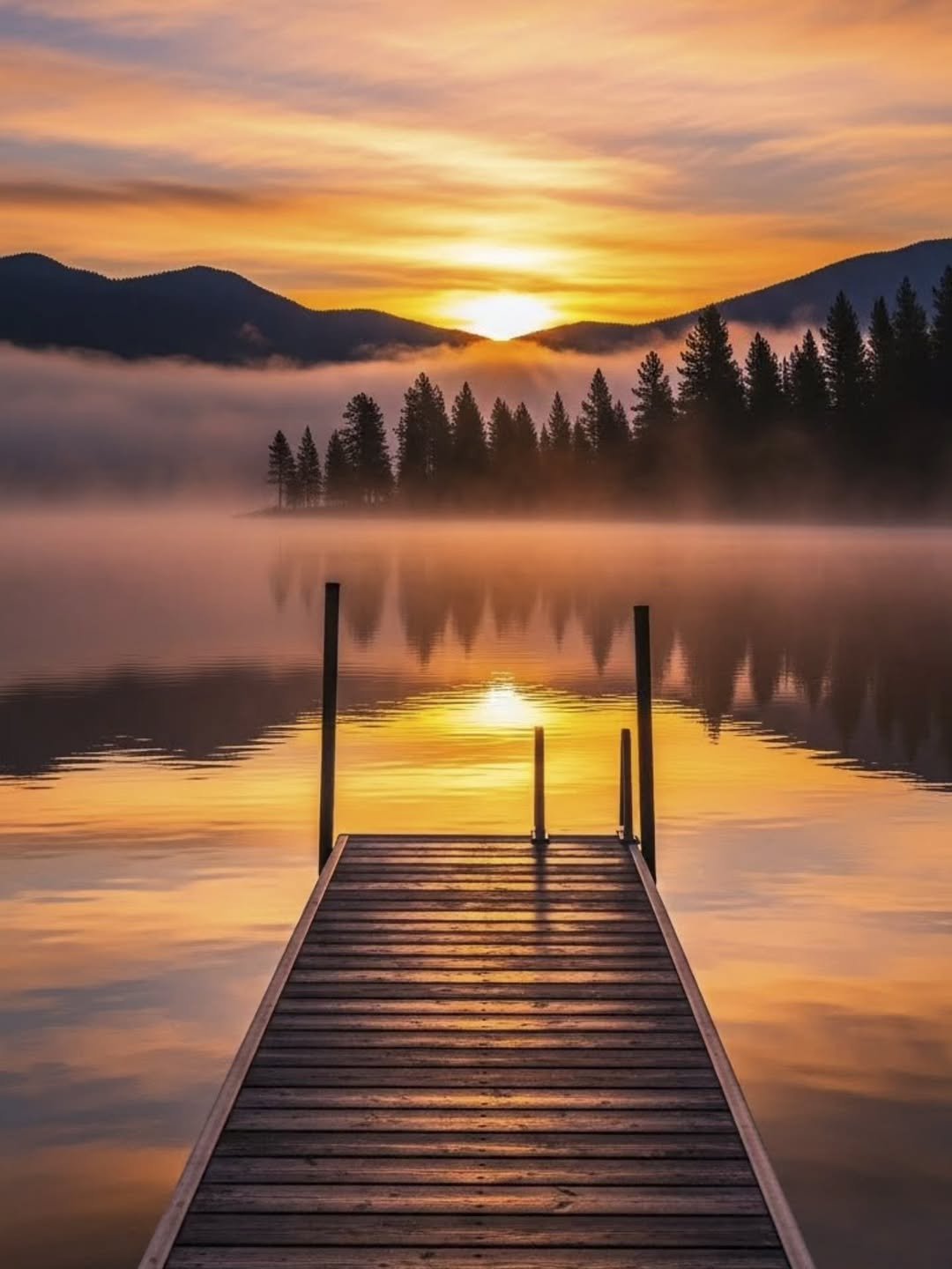 Photo by 보미 on December 31, 2025. May be an image of nature, lake, twilight, fog, water and text.