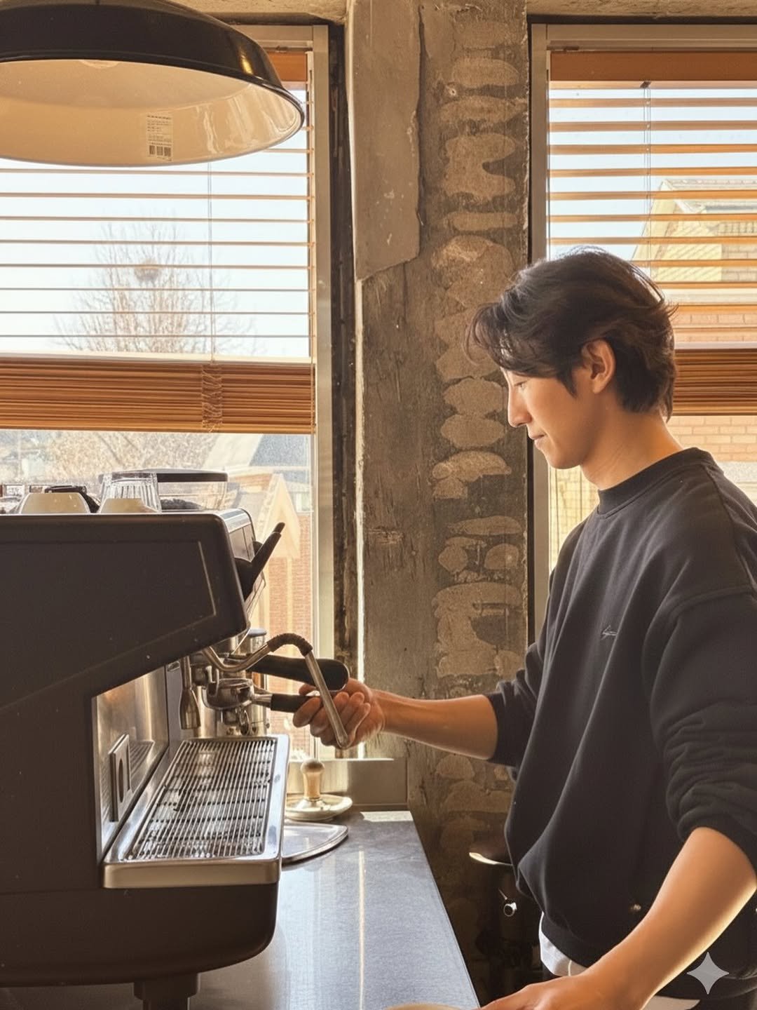 Photo by 강기영 Kiyoung Kang on February 25, 2026. May be an image of coffee cup, coffee maker, coffee, cornflower and text.