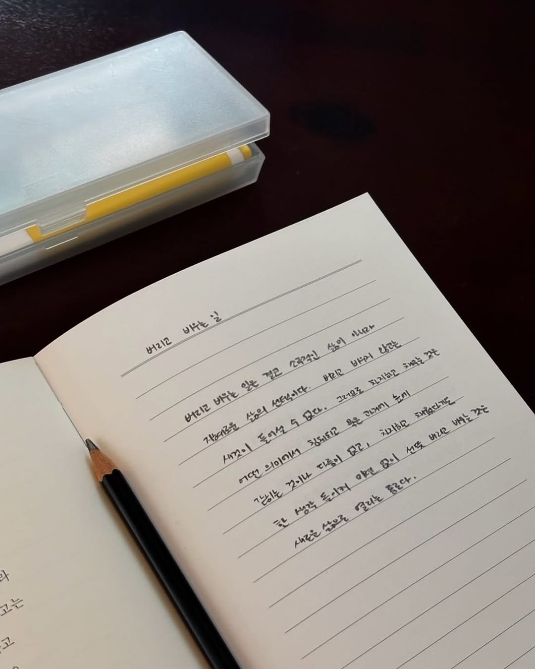Photo by 북다다 | 북스타그램 책스타그램 브런치작가 on June 12, 2025. May be an image of diary, pen, book and text that says '바무는 일 버리고 しんてん 상이 랑는 クスキ 바워어 있새는 것은 일는 결고 물피고 직지라고 바우는 선택이다 그러으로 눈미 ר.ע 바는 버리고 싶성의 배는것은 것은 계능로원 돌어살살 5 有 De. 으은 וחיוה 청되되고 22, 치지하고 버리고 새것이 의이에서 다중이 야k면 કદવ. 선뜻 2.1 어떤 アフ・ル 돌이커 떨리는 그능하는 아각 한 쏘으로 人でう 2 고는'.