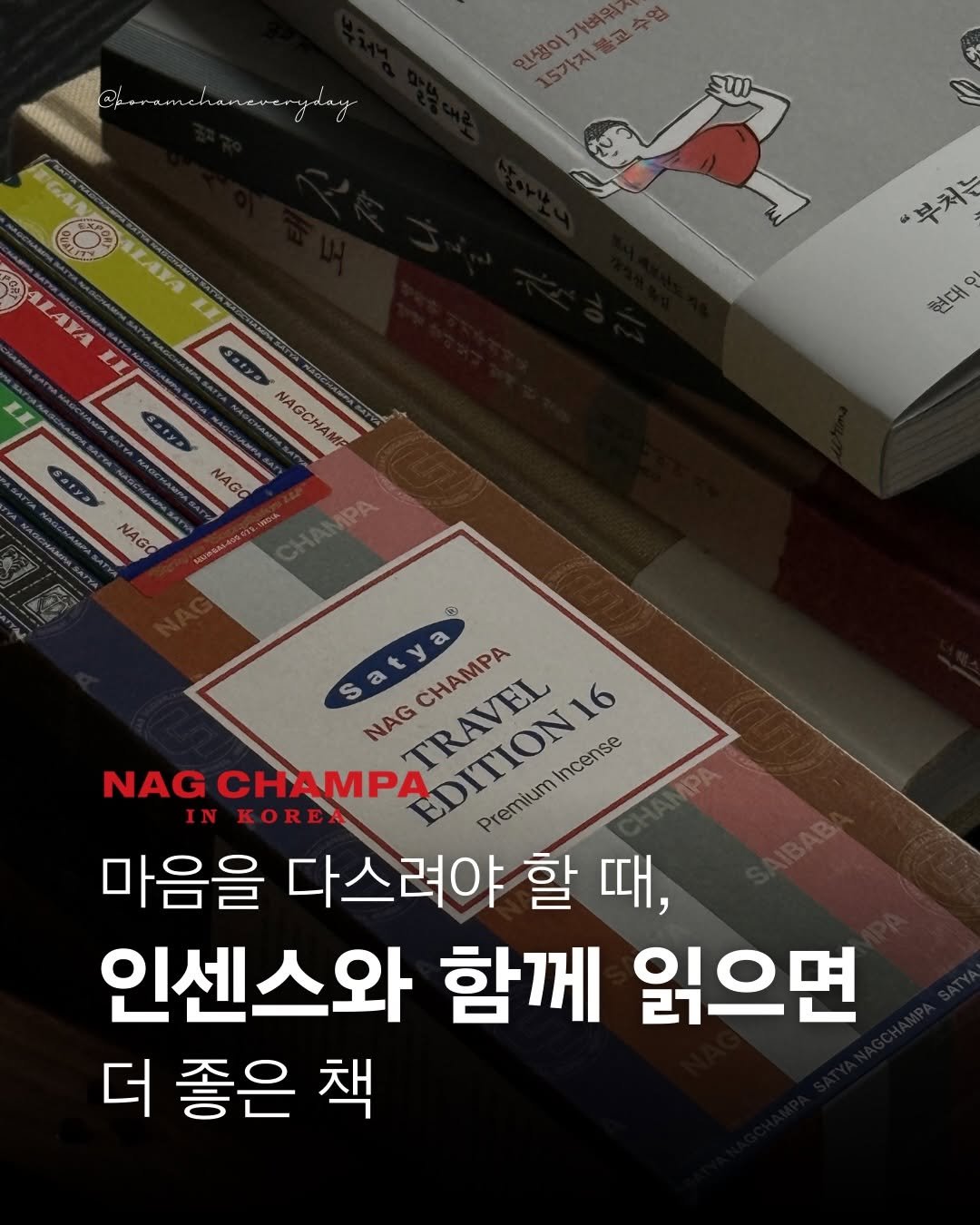 Photo shared by 보일러ㅣ보람찬일상러ㅣ책ㅣ필사 on February 14, 2026 tagging @nagchampa_korea. May be an image of ‎book and ‎text that says '‎NDONGINNS 15가지불교수업 불교수업 וד VarI 生伊ロン MLATA LLAYA LI "부처는 NA NAGCHAMP AG GCH 현대! NAGO NAGO APA Satya 出 TRAVEL EDITION16 Premiumincense Incense CHAMPA NAG NAG CHAMPA 有 B 마음을 다스려야 할 때, 인센스와 함께 읽으면 더 좋은 책‎'‎‎.