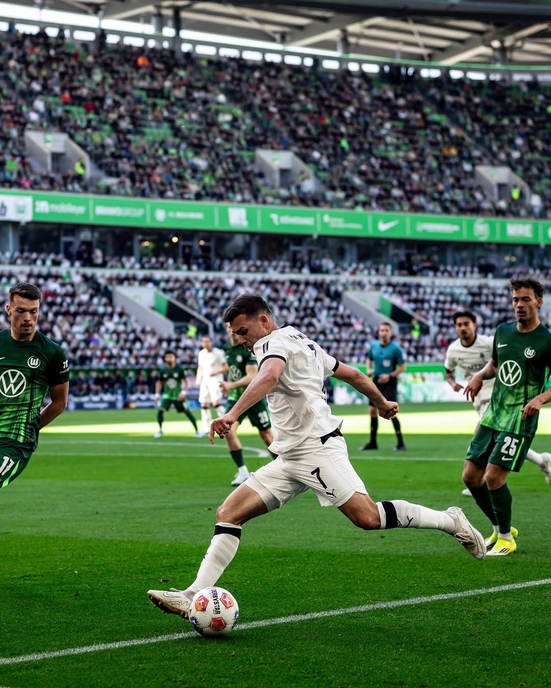 Photo by Borussia Mönchengladbach | Bundesliga on April 25, 2026. May be an image of football, soccer, stadium and text.