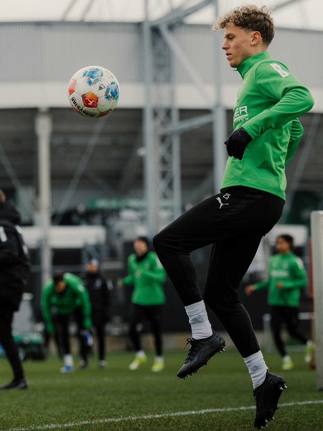 Photo shared by Borussia Mönchengladbach | Bundesliga on February 17, 2026 tagging @robinhack_. May be an image of football, soccer, cleats, ball, stadium and text.