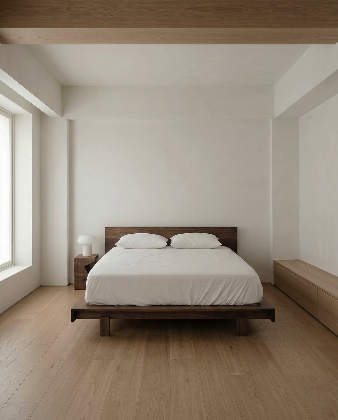 Photo by 보스커 | 원목침대 | 침대프레임 | 주문제작 침대 on March 23, 2026. May be an image of mattress, bed, headboard, indoors, bedroom and text.