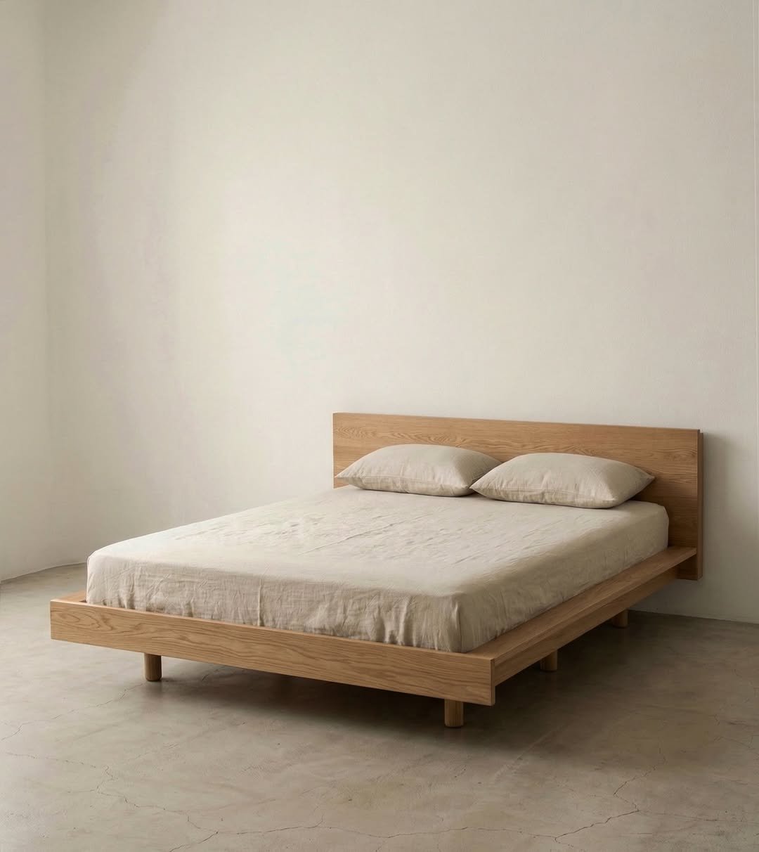 Photo by 보스커 | 원목침대 | 침대프레임 | 주문제작 침대 on April 10, 2026. May be an image of mattress, headboard, bed, bedroom and text.