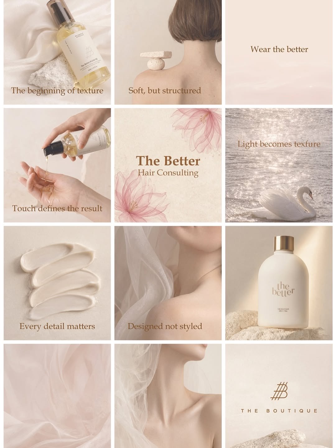 Photo by 연남동미용실 더부띠끄 혜선 허쉬펌 허쉬컷 브라운컬러 on April 17, 2026. May be an image of one or more people, makeup, hair product, fragrance, cosmetics, perfume, hand cream, magazine and text that says 'The beginning of texture Wear the better Soft, Soft,butstructured but structured The Better Hair Consulting Light becomes Lightbecomestexfure texfure Touch defines Touchdefinestheresult the result Every detail matters he beuter HUNR Designednotstylec Designed not sty styled led THE HEBOUTIQUE BOUTIQUE'.